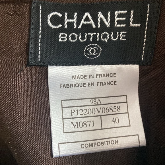 Chanel Karl Lagerfeld Wool Pencil Midi Skirt Tweed Sz 40 Silk Lined Logo Buttons - Picture 6 of 7